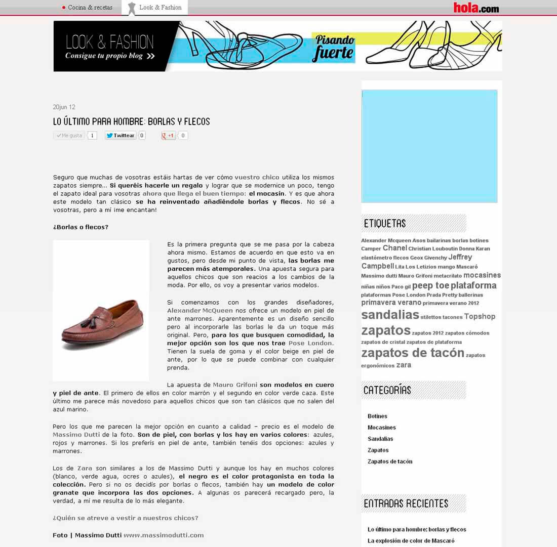 look and fashion. revista hola. zapatos hombre