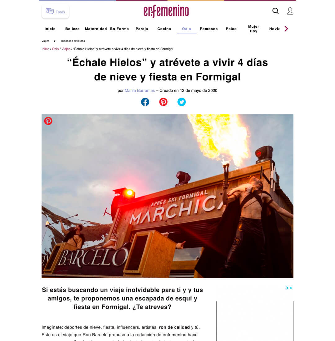 échale hielos barceló, ron barceló, vive ahora nieve barceló, viaje de nieve, marchica, marchica formigal